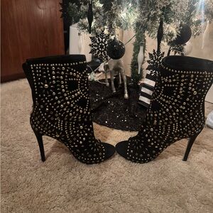 Black and Gold Studded Women's Heels